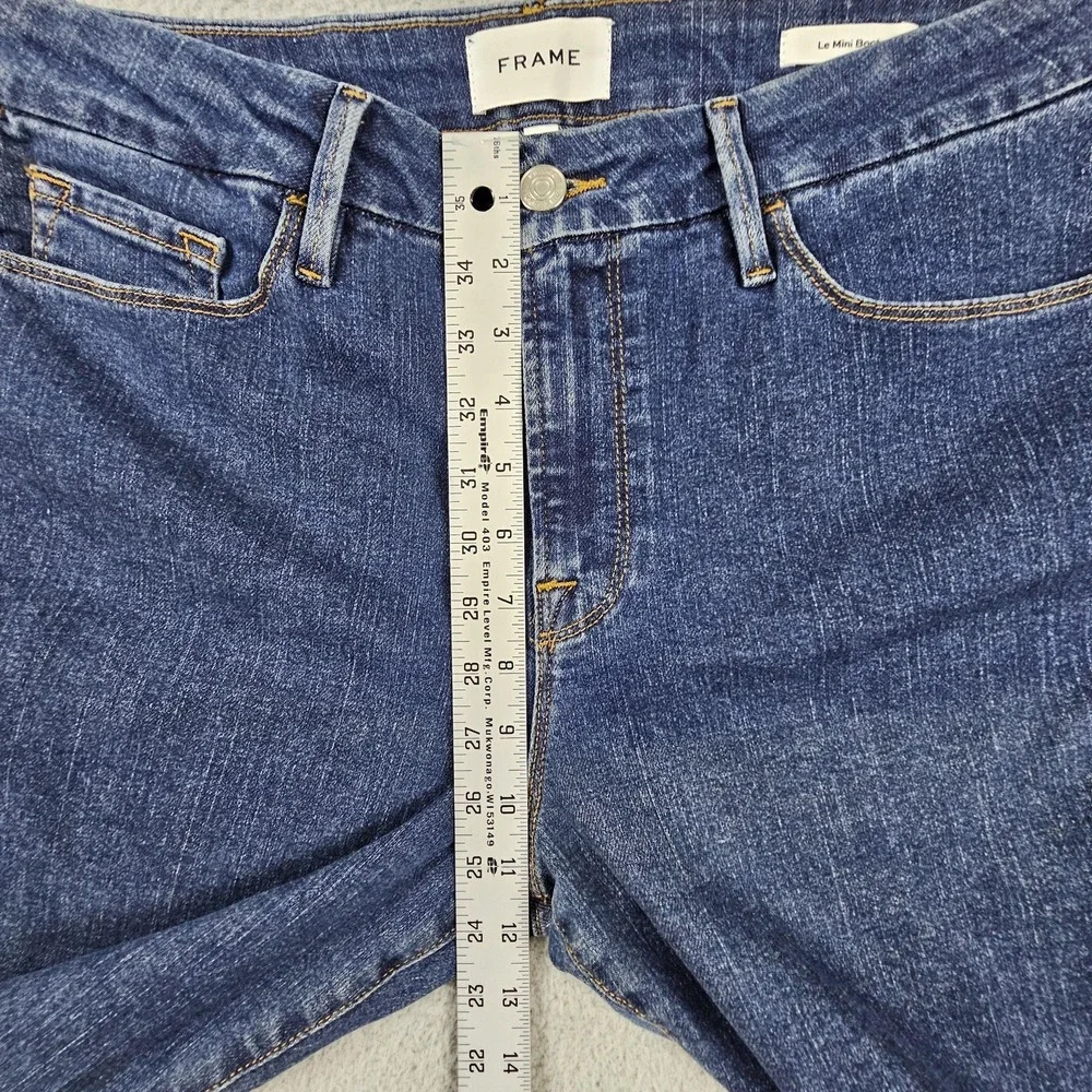 Frame Le Mini Boot Jeans Women 31 Blue Somerland Dark Wash Stretch LMB458 - Picture 9 of 9